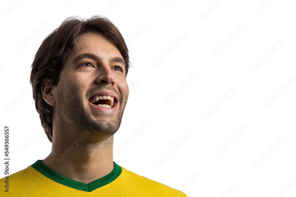 Fototapeta premium Brazilian soccer player, celebrating the championship