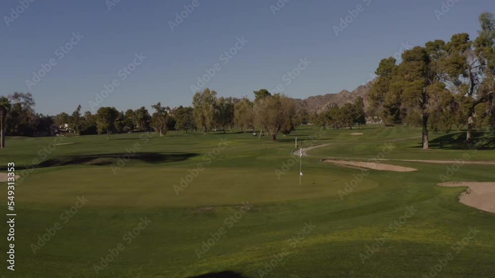 An aerial view of a golf corse in the American south west. An aerial view of a golf corse in the American south west.