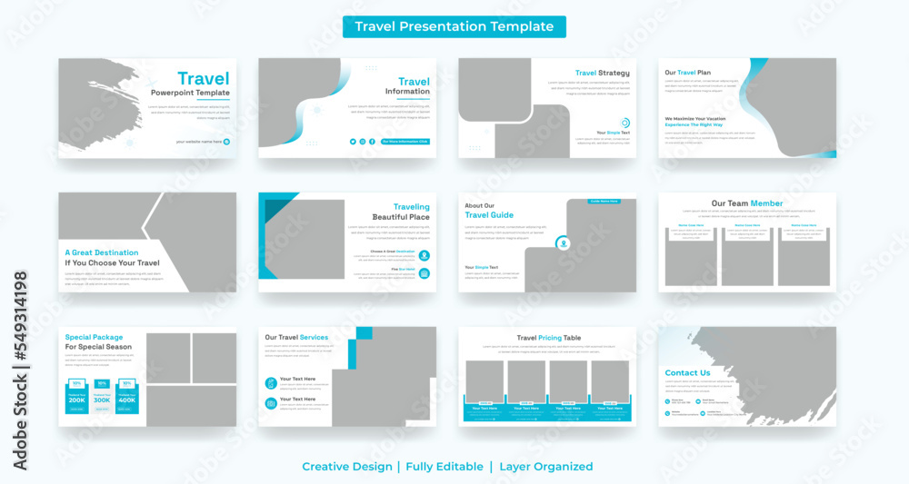 Travel PowerPoint presentation slides template design set