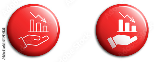 Arrow pointing downwards showing crisis. Business graph with down arrow. Business icon. Vector illustration.