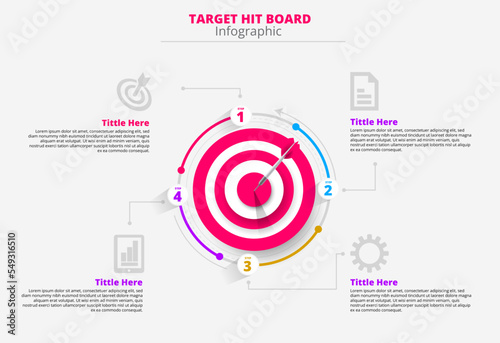 Target Hit Board Infographic Template Vector Design Suitable For Infographic Template Design, Marketing Presentation Design Template