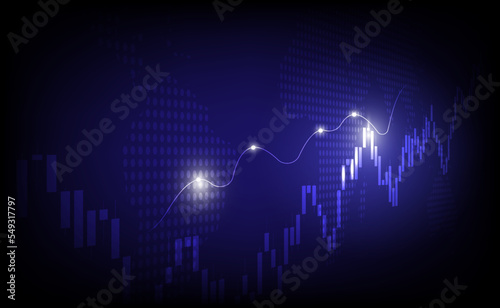 World business graph or chart stock market or forex trading graph in graphic concept suitable for financial investment or Economic trends business, graph candlestick, in neon light color background.