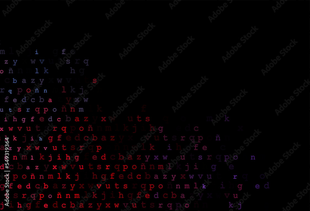 Dark blue, red vector template with isolated letters. Dark blue, red vector template with isolated letters.