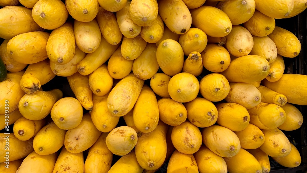 yellow pears in a market, Texas, USA