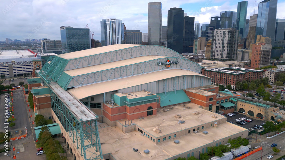 Aerial Of Minute Maid Park And Houston Skyline