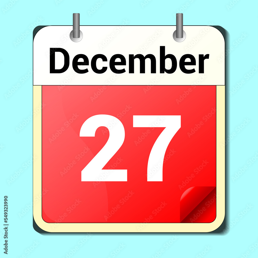 day on the calendar, vector image format, December 27.