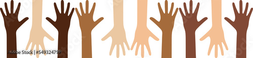 Alternate Raised Hands of Different Races Illustration, Diverse Skintone photo