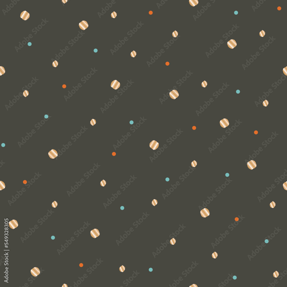 Vector gold dots night dark grey seamless pattern