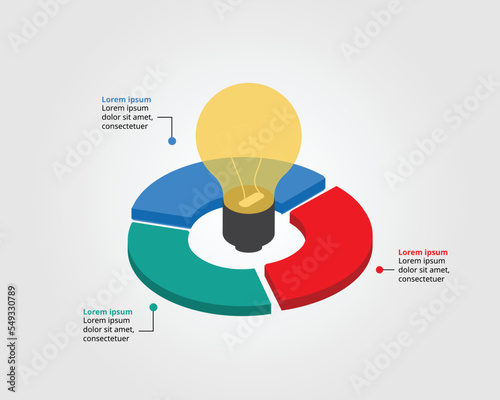 light burb idea template for infographic for presentation for 3 element