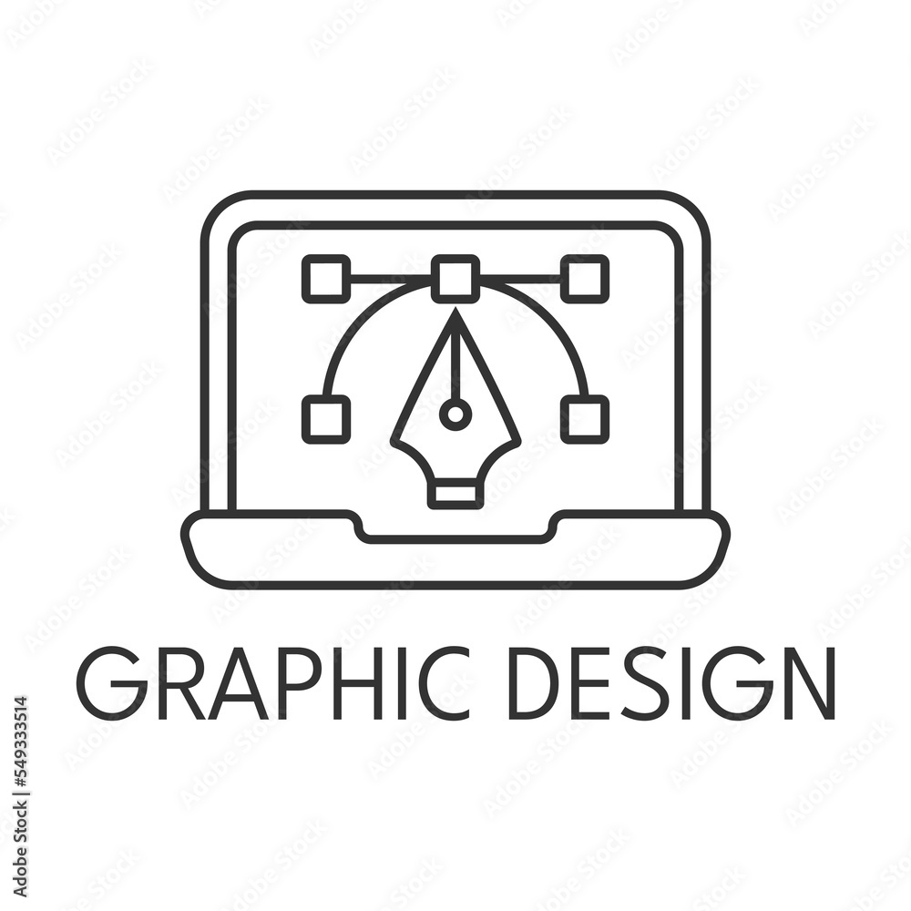 Graphic design thin line icon on white background