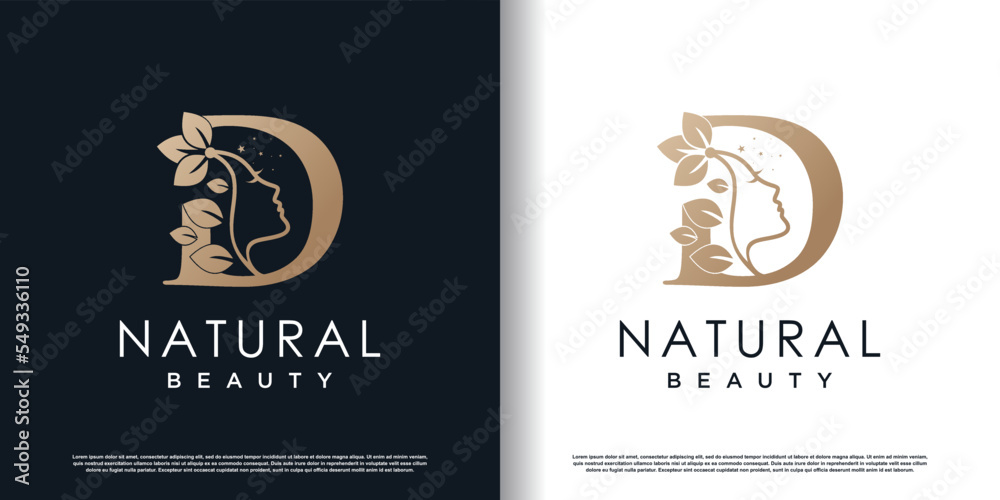 letter d logo with natural beauty concept premium vector Stock Vector ...