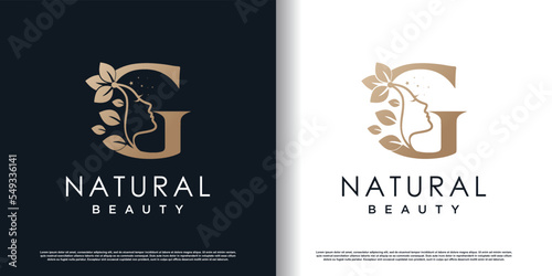 letter g logo with natural beauty concept premium vector