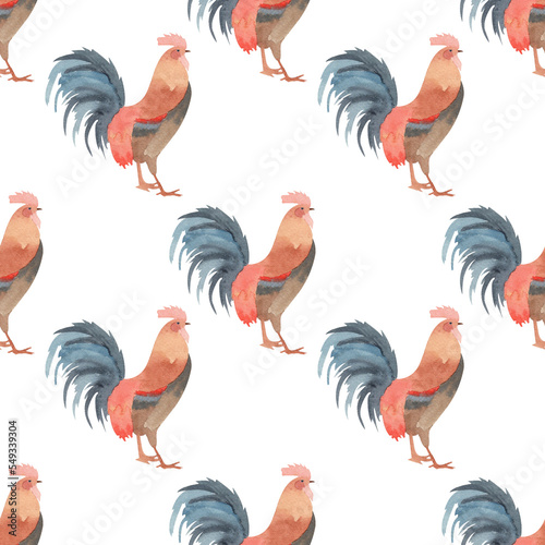 Watercolor abstract clipart - rooster, coffee, bugs, figs, jam, plums, hands, seamless patterns and stone