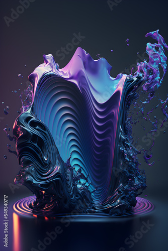 3d illustration abstract background waves blue liquid,  modern, futuristic. Artistic vertical template for design