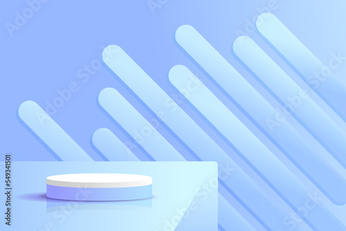 Set purple blue violet 3d object cylinder pedestal podium display gradient color minimal scene