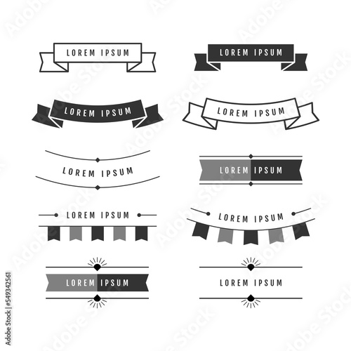 Pack of vintage black and white ribbons. - Vector.