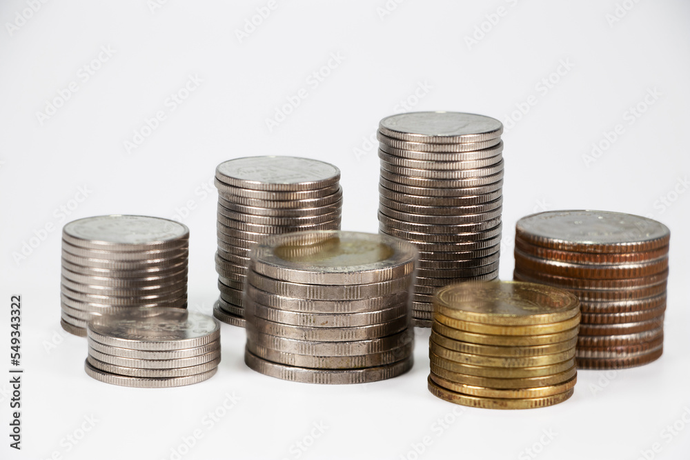 Thai coin money on a white background with a clipping path Thai coin money on a white background with a clipping path