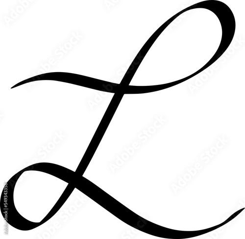 Photography Black Calligraphy Alphabet Letter L, Cursive L