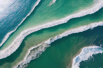 Spectacular aerial top view background photo of ocean sea water white wave splashing in the deep sea. Drone photo backdrop of sea wave in bird eye waves.