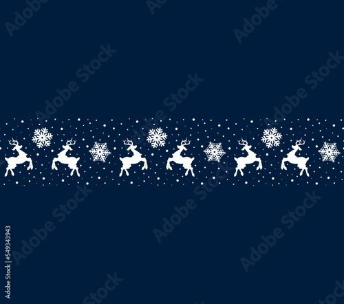 Wallpaper Mural Seamless Christmas pattern with Xmas deer and snowflakes on a dark blue background. Vector illustration, winter background. Template for greeting card, pattern fills, surface textures, fabric prints Torontodigital.ca