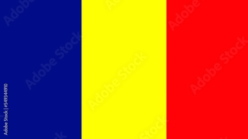 Romania Flag Colors. 2D Animated transition in vertically on both sides over green screen chroma key for video transition. Seamless looping. 4K UHD.