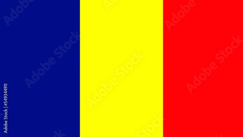 Romania Flag Colors. 2D Animated transition in vertically on both sides over blue screen chroma key for video transition. Seamless looping. 4K UHD.