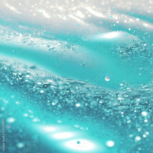 light blue liquid with glitters closeup