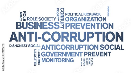 Anti-corruption animated tag word cloud;text design animation kinetic typography seamless loop. photo