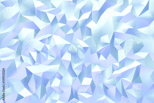  3d Illustration blue triangle crystals.Monochrome background, pattern.