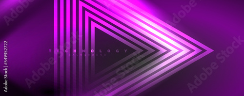 Fototapeta Naklejka Na Ścianę i Meble -  Neon glowing techno lines, hi-tech futuristic abstract background template. Vector illustration for wallpaper, banner, background, leaflet, catalog, cover, flyer