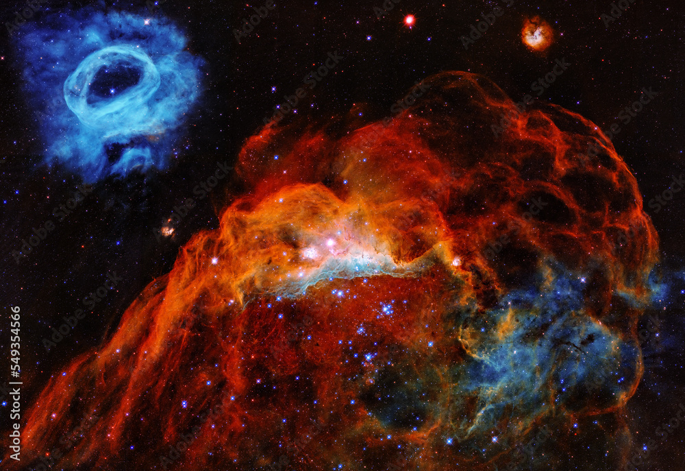 Large Magellanic Cloud in the Milky way showing a giant red nebula and ...
