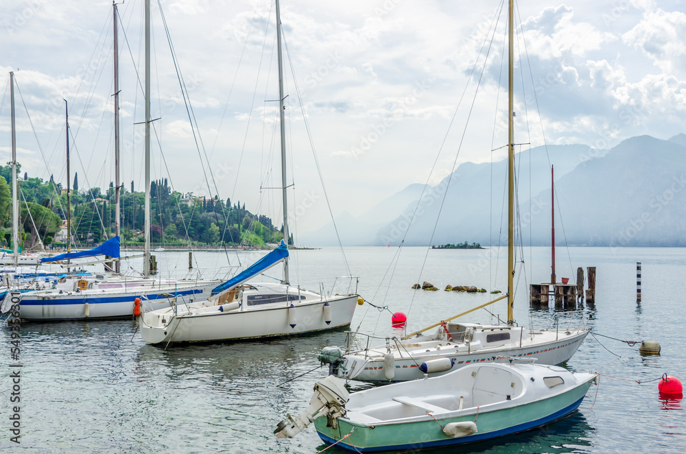Majestic Lake Garda in City of Malcesine, Italy.