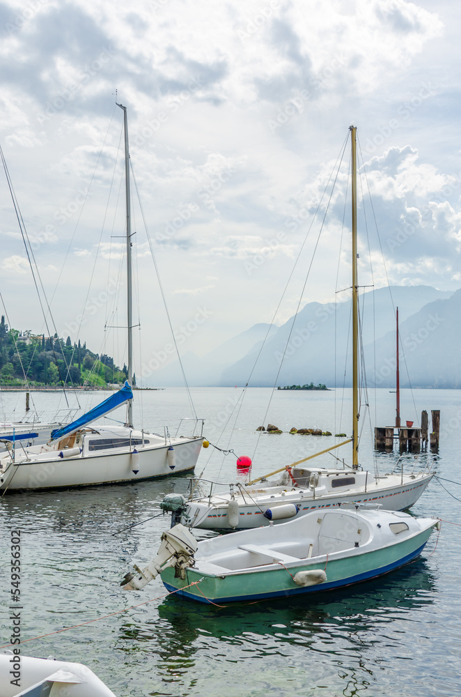 Majestic Lake Garda in City of Malcesine, Italy.