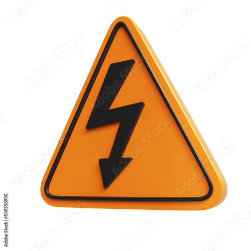 triangle warning electric shock sign symbol icon 3d render design