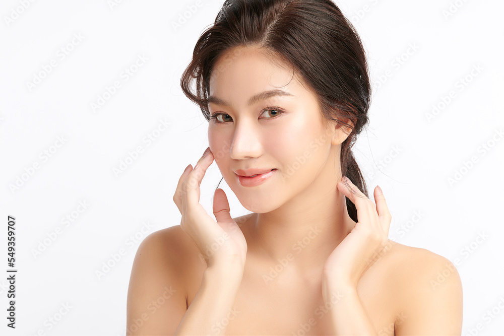 Beautiful young asian woman with clean fresh skin on white background, Face care, Facial treatment, Cosmetology, beauty and spa, Asian women portrait. Beautiful young asian woman with clean fresh skin on white background, Face care, Facial treatment, Cosmetology, beauty and spa, Asian women portrait.