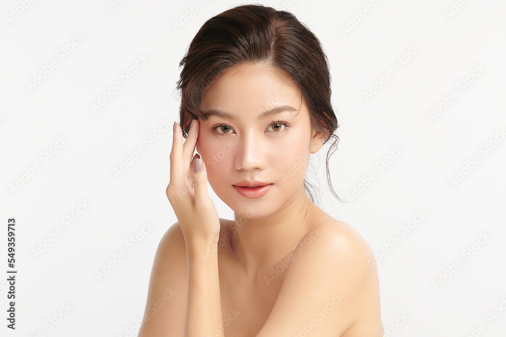 Beautiful young asian woman with clean fresh skin on white background, Face care, Facial treatment, Cosmetology, beauty and spa, Asian women portrait. Beautiful young asian woman with clean fresh skin on white background, Face care, Facial treatment, Cosmetology, beauty and spa, Asian women portrait.