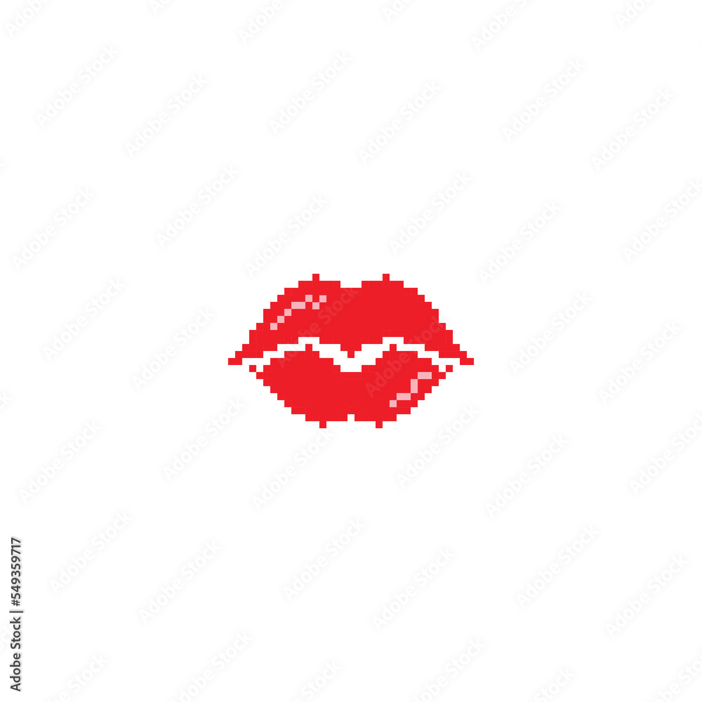Fototapeta premium Beautiful Lips. Pixel art 8 bit icon vector illustration