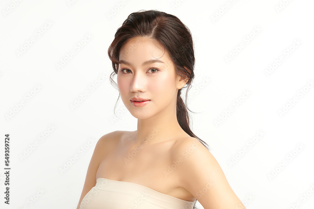 Beautiful young asian woman with clean fresh skin on white background, Face care, Facial treatment, Cosmetology, beauty and spa, Asian women portrait. Beautiful young asian woman with clean fresh skin on white background, Face care, Facial treatment, Cosmetology, beauty and spa, Asian women portrait.