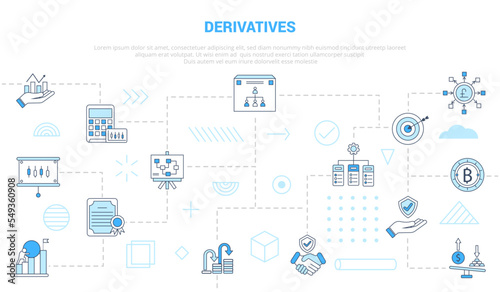 derivatives concept with icon set template banner with modern blue color style photo