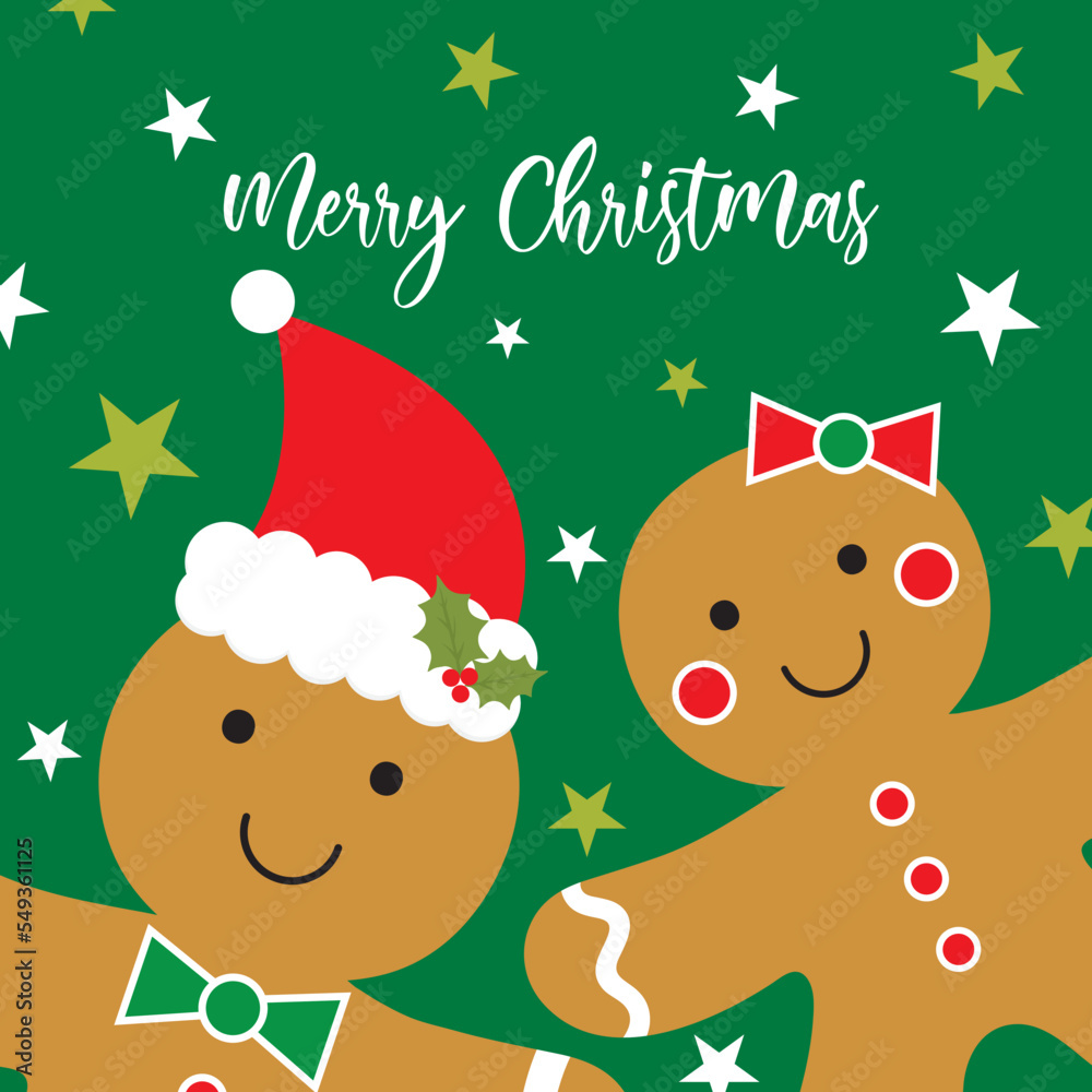 christmas greeting card with cute gingerbread design christmas greeting card with cute gingerbread design