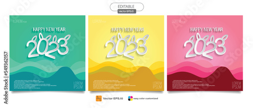 Happy new year 2023 square template . Greeting concept for 2023 new year celebration,vector illustration