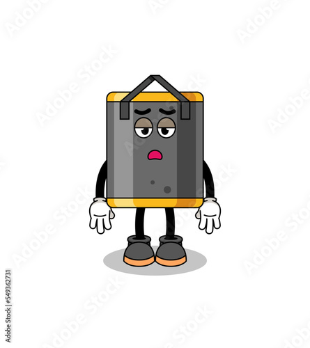 punching bag cartoon with fatigue gesture