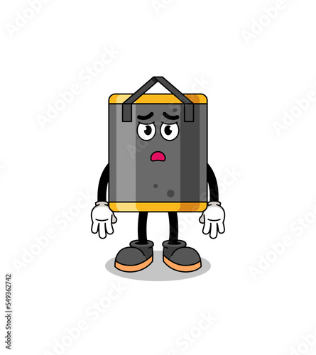 punching bag cartoon illustration with sad face