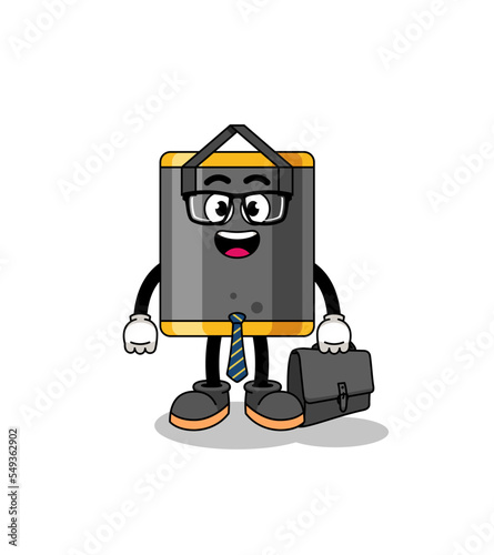 punching bag mascot as a businessman