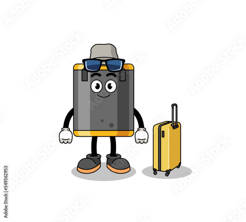 punching bag mascot doing vacation