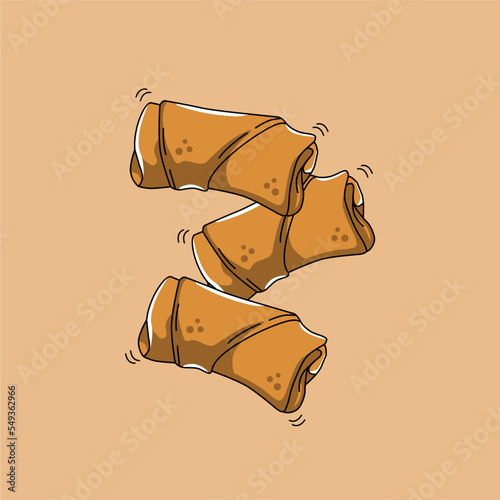 chinese spring rolls illustration on brown background vector stock