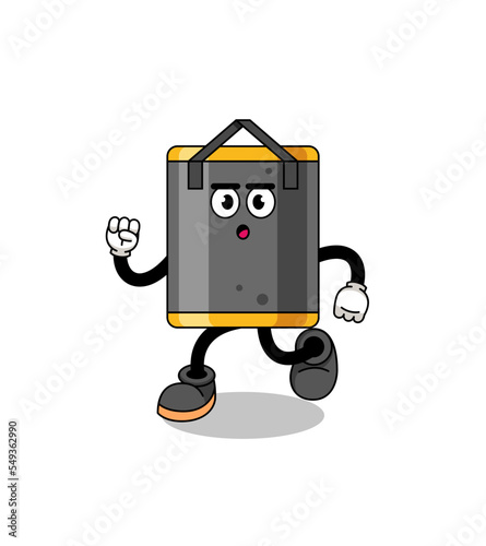running punching bag mascot illustration