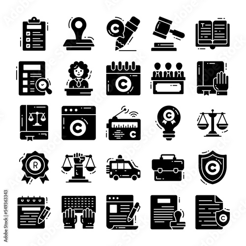 copyright regulation icons, Law and legal regulation, Legal compliance deal protection document and governance illustration