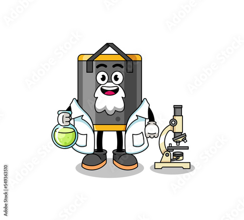 Mascot of punching bag as a scientist