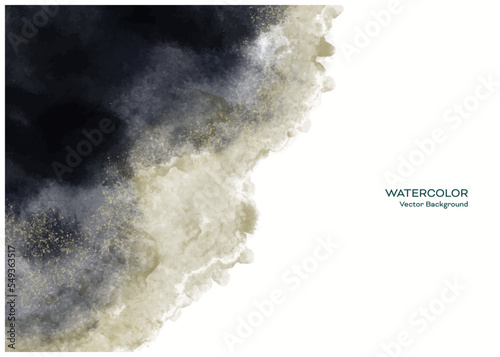 紺と金のラメの水彩風背景ベクターイラストセット